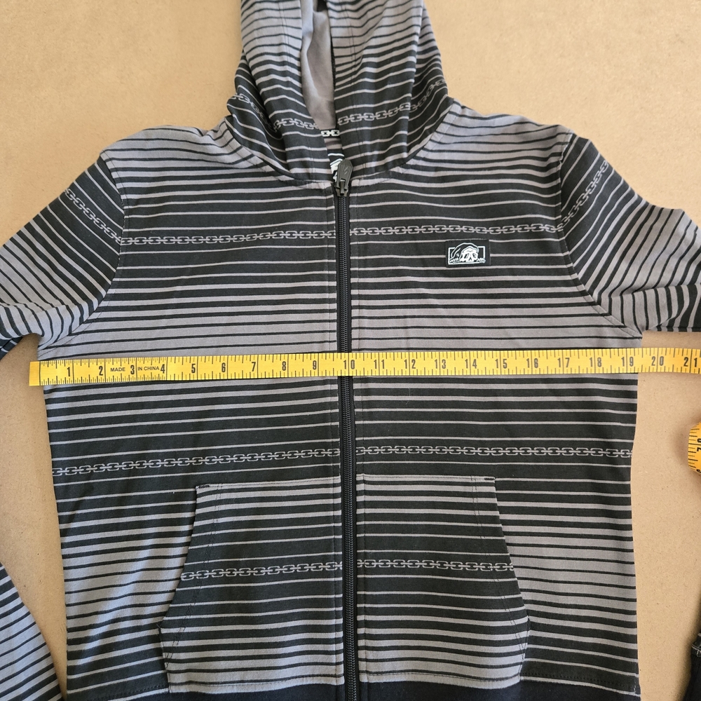 Lurking Class Sketchy Womens Chain Stripe Zip Hoodie - Black and Gray New - Picture 7 of 9